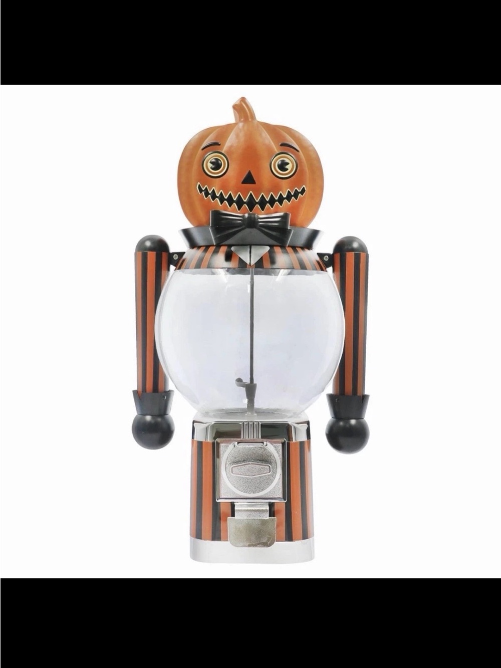 SOLD-Ashland Orange and Black Halloween Pumpkin Candy Dispenser - Picture 3 of 5